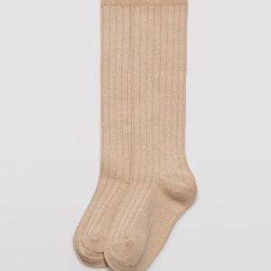 Chaussette enfant côtelée longue camel