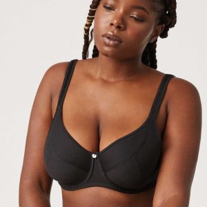 Soutien-gorge à armatures non rembourré en coton et modal noir