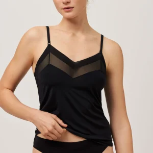 Débardeur avec décolleté en tulle noir