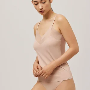 Débardeur décolleté en tulle nude