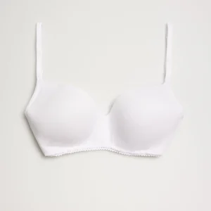 Soutien-gorge sans armatures avec rembourrage en coton bio pour bonnets C et D blanc