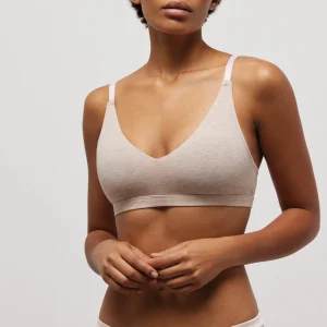 Soutien-gorge rembourré sans armatures en coton bio beige