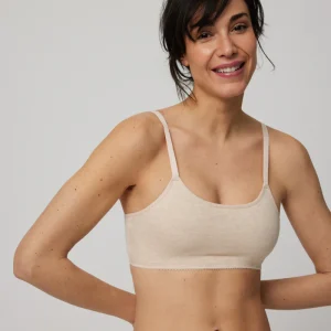 Soutien-gorge non rembourré sans armatures en coton bio beige