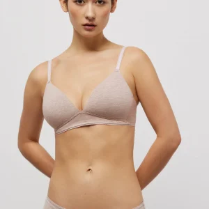 Soutien-gorge triangle rembourré sans armatures en coton bio beige