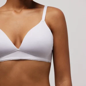 Soutien-gorge triangle rembourré sans armatures blanc en coton biologique