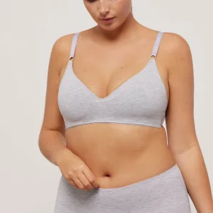 Soutien-gorge push-up sans armatures en coton bio gris