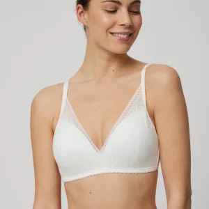Soutien-gorge triangle rembourré en dentelle ivoire sans armatures