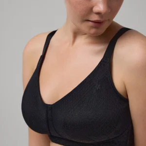 Soutien-gorge réducteur sans armatures et non rembourré en dentelle noire