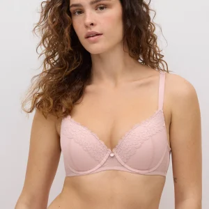Soutien-gorge rembourré à armatures en dentelle rose