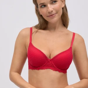Soutien-gorge à armatures rembourré en dentelle rouge