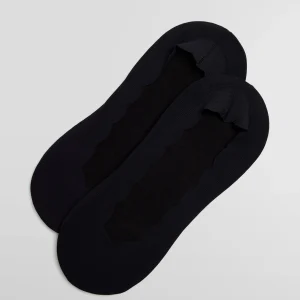 Pinkies invisibles en coton uni avec bande en silicone en noir