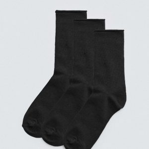 Lot de 3 chaussettes chaudes en bambou sans revers noirs