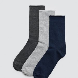 Lot de 3 chaussettes chaudes en bambou sans revers dans des tons neutres
