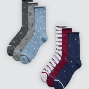 Lot de 6 chaussettes imprimées sans revers