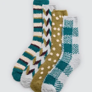Lot de 4 chaussettes en flanelle imprimées à motifs