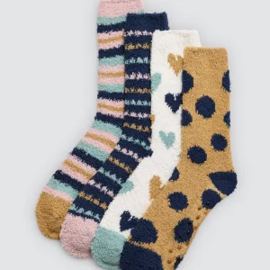 Lot de 4 chaussettes en flanelle antidérapantes imprimées