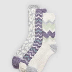 Lot de 3 chaussettes en flanelle antidérapantes imprimées