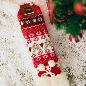 Chaussettes de Noël antidérapantes en peau de mouton pour femmes