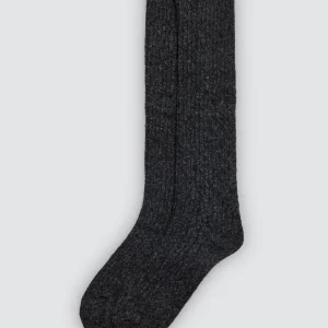 Chaussettes côtelées noires extra longues