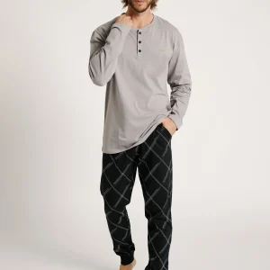 Pyjama homme à col boutonné et imprimé losanges | MUYDEMI