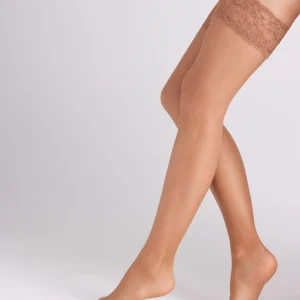 Bas jarretelles marron 10 deniers