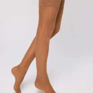 Bas avec jarretière en dentelle 40 den beige