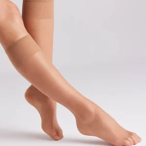 Lot de 2 chaussettes longues à bout invisible 15 deniers beige