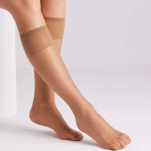 Lot de 2 chaussettes longues à bout invisible 15 deniers bronze