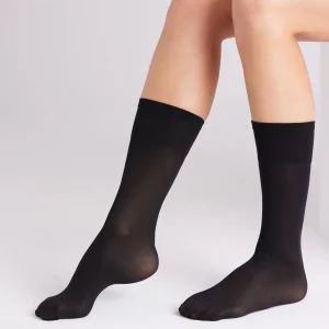 Bas longs manchette anti-pression 40 deniers noir