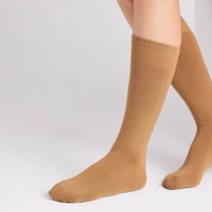 Lot de 2 chaussettes longues anti-pression manchette 70 deniers beige