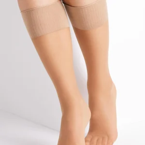 Lot de 2 collants longs manchette anti-pression 20 deniers bronze