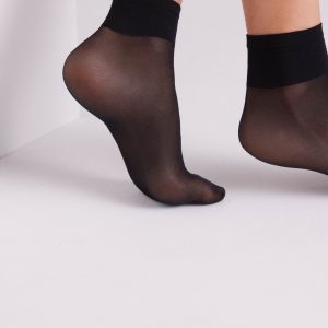 Lot de 2 socquettes anti-pression à revers 20 deniers noires