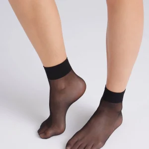 Lot de 2 socquettes anti-pression à revers 10 deniers noires