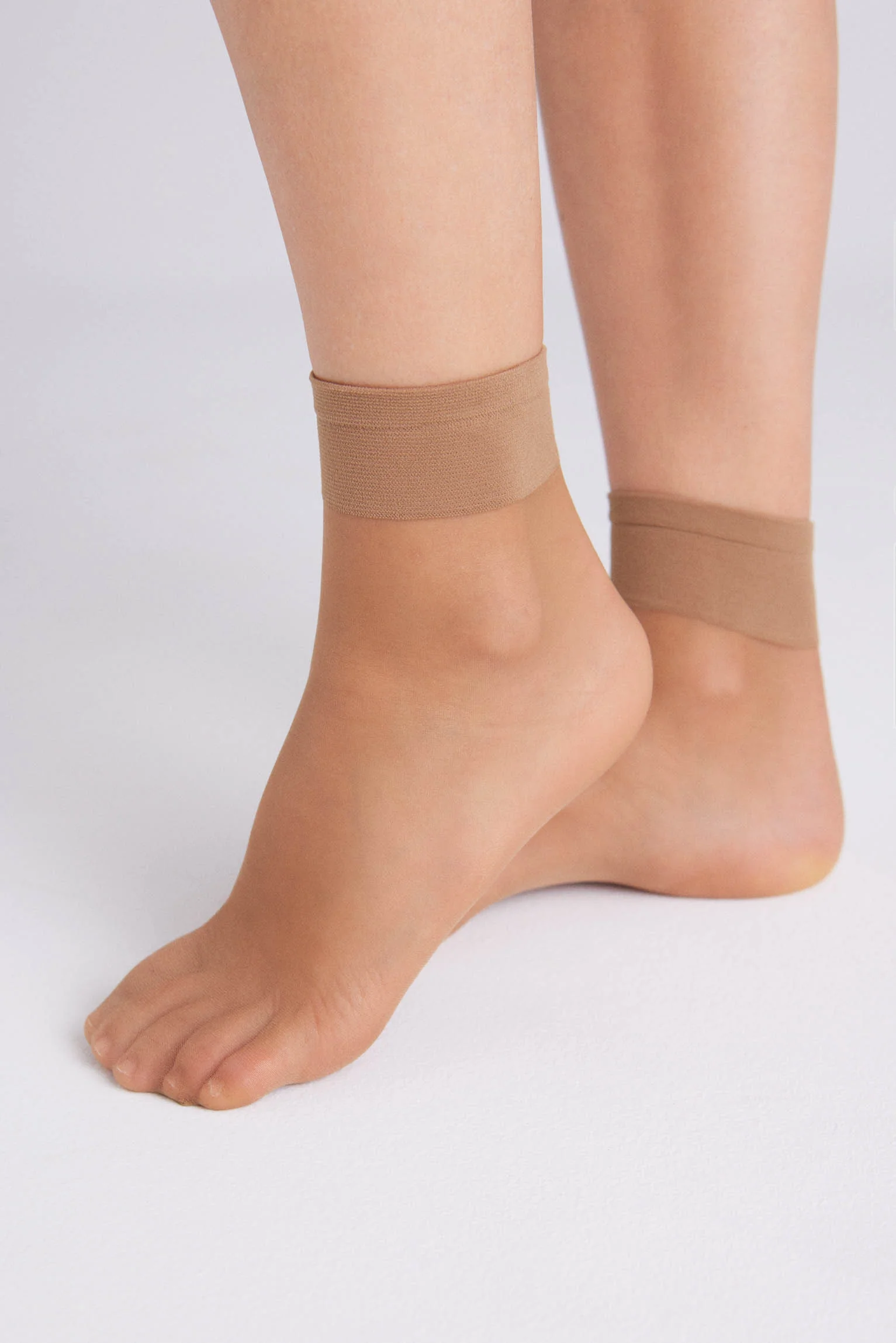 Lot de 2 socquettes anti-pression manchette 10 deniers marron – Image 2