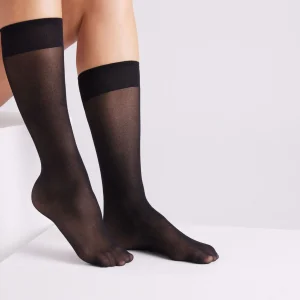 Collant long manchette anti-pression 17 deniers noir