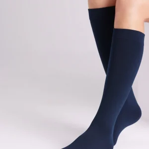 Collants longs sans revers 140 deniers marine