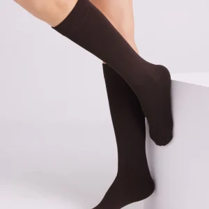 Collants longs sans revers 140 deniers marron