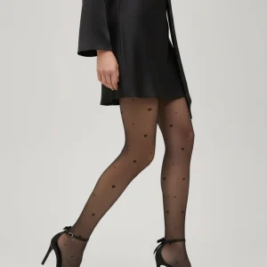 Collants imprimés cœurs 20 deniers