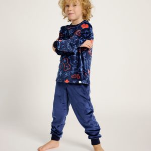 Pyjama enfant 2-8 ans en velours imprimé gamer | MUYDEMI