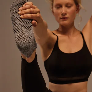 Chaussettes yoga et pilates en coton gris