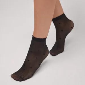 Collants thermiques à imprimé cœur 20 deniers