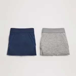 Lot de 2 culottes junior en coton marine et gris
