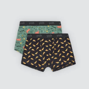 Lot de 2 boxers jeunesse en coton imprimé Yeah