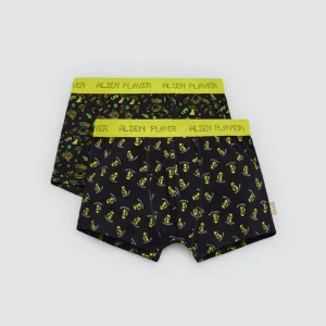 Lot de 2 boxers en coton pour jeunes avec imprimés Alien