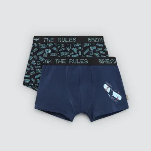 Lot de 2 boxers en coton pour jeunes avec imprimés skate