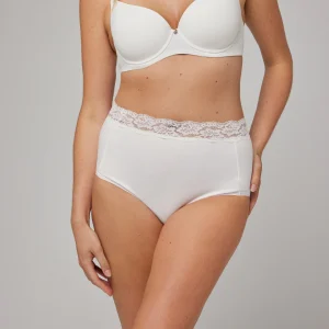 Culotte haute contrôle détail dentelle blanche