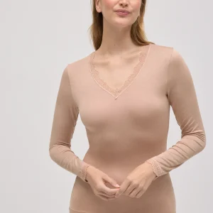 Maillot de corps à manches longues en bambou nude