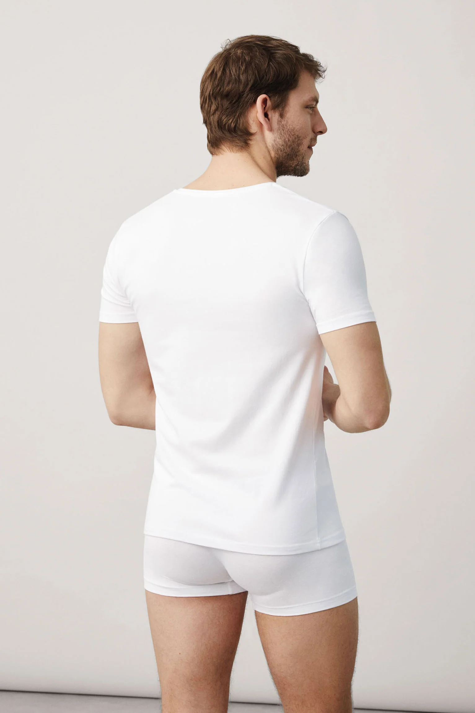 Maillot de corps blanc col V manches courtes – Image 3