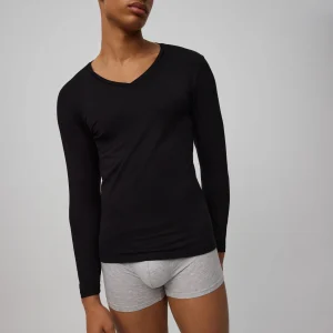 Maillot de corps noir à manches longues et col en V