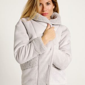 Robe style veste avec détails en peau de mouton | MUYDEMI